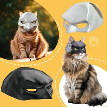 1 pieza Máscara de cabeza de gato impresa en 3D, hecha de material PLA de alta calidad, máscara clásica de cara de gato para Halloween, Navidad, Pascua, Acción de Gracias - Máscara de disfraz de animal para cosplay