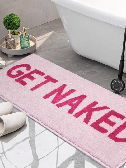 Pink Plush Anti-Slip Bathroom Mat - Soft Faux Cashmere, Absorbent & Decorative Rug For Living Room, Bedroom, Or Entryway