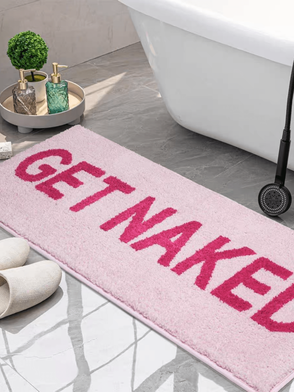 Pink Plush Anti-Slip Bathroom Mat - Soft Faux Cashmere, Absorbent & Decorative Rug For Living Room, Bedroom, Or Entryway