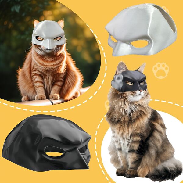 1pc 3D Printed Cat Head Mask, Made Of High Quality PLA Material, Classic Cat Face Mask For Halloween, Christmas, Easter, Thanksgiving - Animal Costume Mask For Cosplay