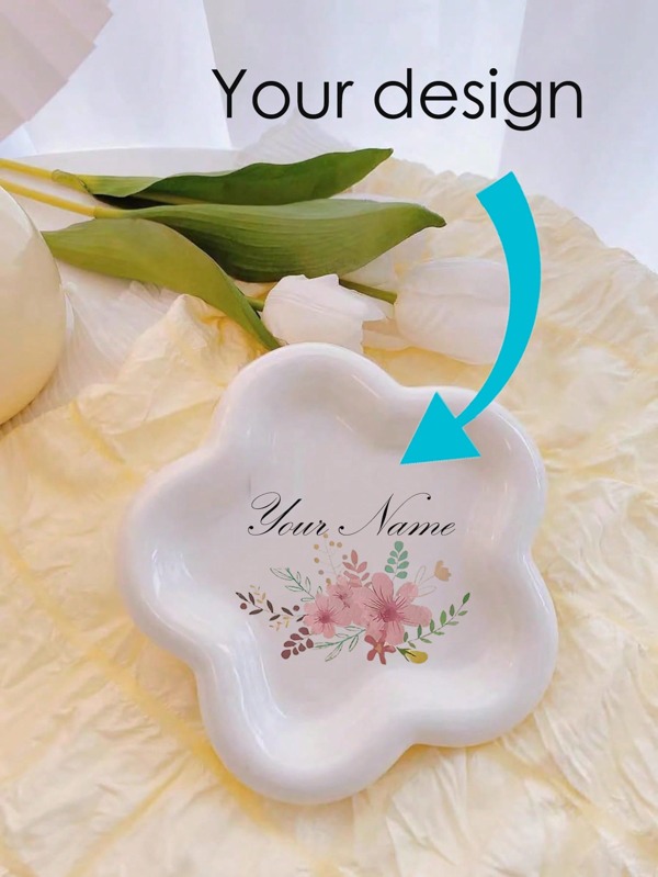 1 pieza Bandeja de exhibición con forma de flor personalizada y personalizada, plato de baratija en forma de nube linda, plato de cerámica con forma de estrella, soporte para exhibición de joyas, disco para anillos, para almacenamiento de velas, incienso y decoración del hogar