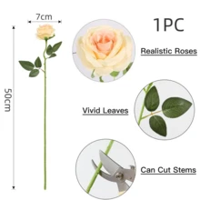 Nejlue Artificial Flowers/Plants1111 Home & Living 1/5/10 枝香槟色人造真实触感玫瑰、香槟玫瑰花束、长茎丝绸玫瑰、新娘花束、情人节花束、家居装饰、房间装饰、花园装饰、墙壁装饰、室内外装饰、卧室装饰、婚礼装饰、餐桌装饰、圣诞装饰、派对装饰、生日装饰、秋季装饰