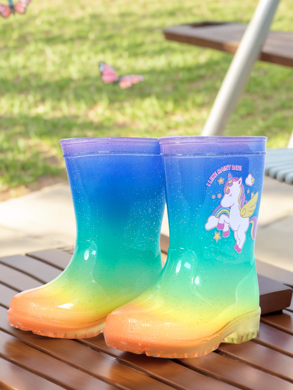 Mädchen Mode bunte wasserdichte Gummistiefel, rutschfest und abriebfest, liebenswert, langanhaltend, weich und bequem, geeignet für kleine Abenteurer zum Spielen im Freien