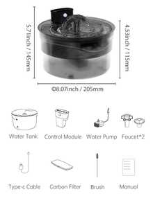 Automatic Pet Fountain - Wireless Cat Water Fountain With Motion Detector - Cat Fountain With Battery - Black - Black - View 10