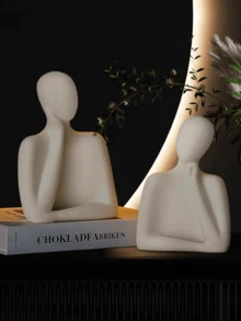 1pc Decorations For Living Room Shelves, Statues For Home Decor Abstract, Modern A Family Of Three Figurine Bookshelf Decor Accents Office Bedroom Kitchen Laundry House Apartment - Multicolor - View 5