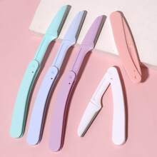 Conjunto de Lâminas Precisas para Mulheres - Esfoliante Dermaplane e Removedor de Penugem, Aparador de Sobrancelha em Aço Inoxidável, Design Dobrável Amigável para Viagens, Pacote com 10 Lâminas, Produtos e Acessórios para Cabelo, Essenciais de Viagem para Salão de Beleza