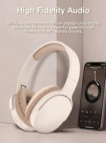 GENAI Wireless Headphones Over Ear, With Microphone, HiFi Stereo Foldable Lightweight Headset, Volume Control Stereo 3.5mm Wire Headset For Deep Bass For Home Office Cellphone PC Ect.