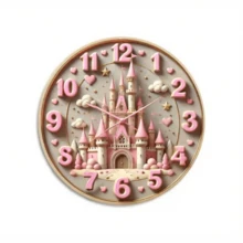 1pc Charming Pink Castle Metal Wall Clock Decor, Non-Electric, 8-Inch Round Metal Art, Suitable For Home, Office And Party Decoration Home Decor Halloween Room Decor Halloween Decor