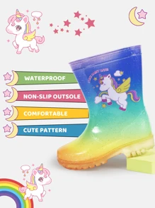 Girls Fashion Colorful Waterproof Rain Boots, Non-Slip And Wear-Resistant, Lovely Durable Soft And Comfortable, Suitable For Small Adventurers To Play Outdoors.