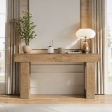 LITTLE TREE 63-Inch Long Console Table, Wooden Farmhouse Sofa Table Behind The Couch, Narrow Rectangular Entryway Table For Entrance, Hallway, Living Room(Natural) - Tự nhiên - Xem 3
