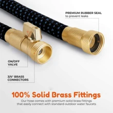 25/50/75/100FT Expandable Garden Hose Kit With 10-Function High-Pressure Spray Nozzle,  3/4" Solid Brass Leakproof Fittings, All-Season Outdoor Hose For Cleaning, Gardening & Forestry, Forestry Applications, Vibrant Patterned Hose, Brass Connectors, Green/Blue Color - 藍色 - 查看 7