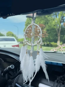 汽车饰品高档气质捕梦网后视镜挂件羽毛汽车挂件个性装饰 - 均碼 - 查看 6