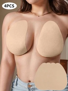 4片/2片装隐形提拉文胸花瓣，无肩带，米色/咖啡色/黑色，适合B-E杯，大胸提拉文胸花瓣，无纺布文胸花瓣