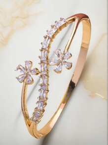 Charming Fashion Bangle Bracelet Zirconia Flower Bracelet Girl Gift Party