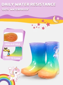 Girls Fashion Colorful Waterproof Rain Boots, Non-Slip And Wear-Resistant, Lovely Durable Soft And Comfortable, Suitable For Small Adventurers To Play Outdoors.