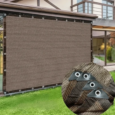 1pc 90% Coffee-Color Sunscreen Net Fabric, Breathable Sunshade Netting Suitable For Balcony, Garage, Backyard, Swimming Pool, Lawn, Outdoor Activities, Garden Terrace, Plant Greenhouse, Outdoor Gazebo, Dog House, Easy To Hang