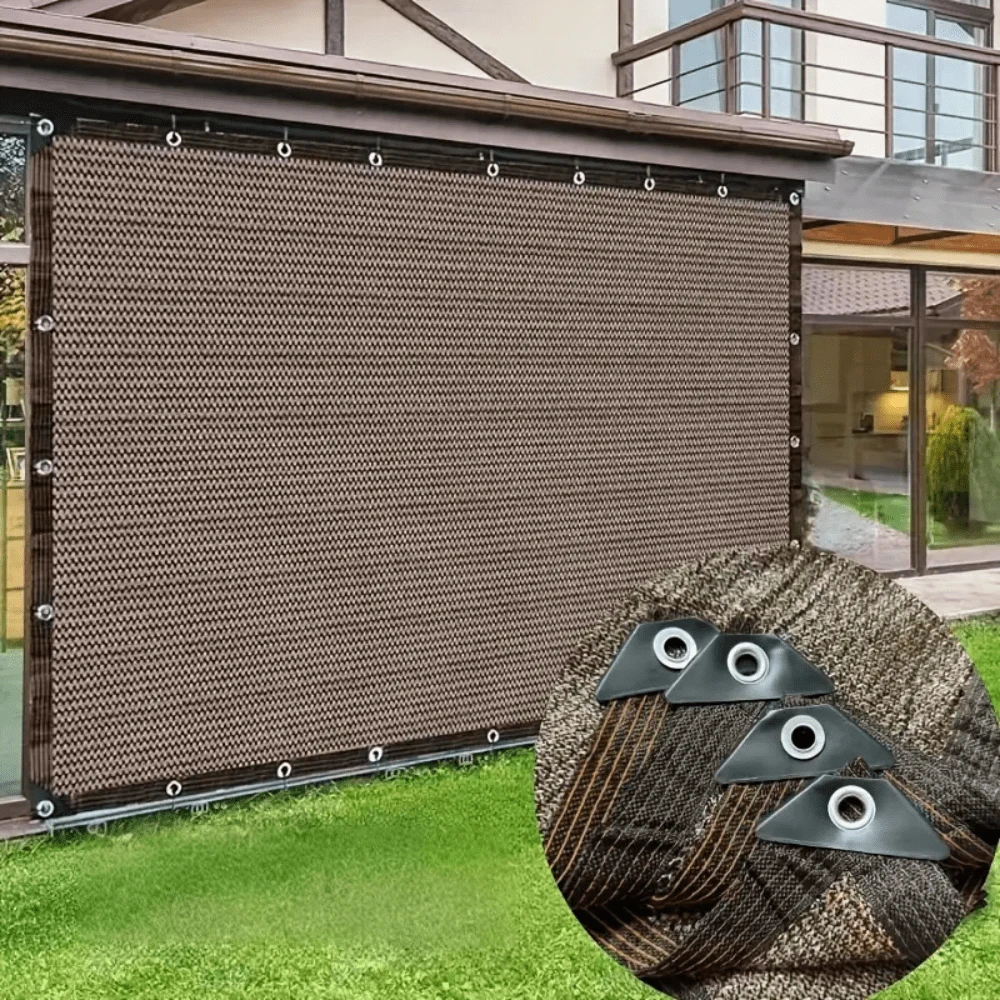 1pc 90% Coffee-Color Sunscreen Net Fabric, Breathable Sunshade Netting Suitable For Balcony, Garage, Backyard, Swimming Pool, Lawn, Outdoor Activities, Garden Terrace, Plant Greenhouse, Outdoor Gazebo, Dog House, Easy To Hang - Brown - View 1