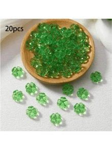 5/10/15/20/30/50/100 Piezas de cuentas acrílicas 3D de trébol (verde), las cuentas de trébol se pueden utilizar para pulseras de la suerte, manualidades, collares de flores, pendientes y otros accesorios de joyería DIY