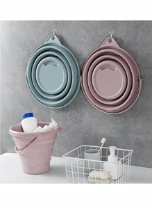 1 faltbarer Eimer mit Griff - Zusammenklappbare Plastikwanne, strapazierfähiger Eimer für Autowäsche, Camping, Angeln und Reinigung - leicht und einfach zu verstauen und zu transportieren, großer Kapazität Camping Wasserbehälter