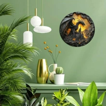 1 pieza Vintage Dragón Vuelta al Colegio Decoración de Pared de Metal - Señal Redonda de Metal de 8x8 Pulgadas, Adecuada para Decoración del Hogar, Oficina, Bar y Cocina - Regalo Perfecto para el Día de San Valentín y Año Nuevo