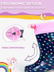 Comfortable Polka Dot Rain Boots, Suitable For Active Girls - Perfect For Puddle Jumping And Backyard Adventures - Multicolor - View 3