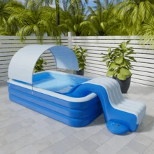 Extra Large Durable PVC Inflatable Slide; Home Use: Reinforced Design To Prevent Floating In Home Swimming Pools; Includes 3-Tier Or 4-Tier Ball Pit Fence. Versatile, Foldable And Portable, Suitable For Outdoor Entertainment, Ready To Use Without Inflation, Ideal For Independence Day, Thanksgiving, Christmas And Halloween Celebrations, Also A Must-Have For Beach And Sand Accessories. - Multicolor - View 2