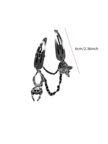 哥特式万圣节发夹 - 金属发夹，饰有流苏链、蝴蝶结和骷髅头，适合青少年和成人，朋克嘻哈风格设计，包含蜘蛛、大脑、刀、闪电、手铐等元素。- 纯色金属夹式发夹 - 时尚配饰，适合14岁及以上人群，蝴蝶结，可爱，优雅，适合冬季女性装扮，发饰，头饰，爪夹，发卡 - 彩色 - 查看 7