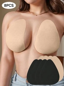 4片/2片装隐形提拉文胸花瓣，无肩带，米色/咖啡色/黑色，适合B-E杯，大胸提拉文胸花瓣，无纺布文胸花瓣