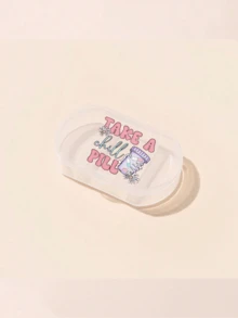 1pc Oval Pill Box With Printed Letters, Three Compartment Portable Pill Storage Medicine Box, Mini Storage Box, Portable Jewelry And Medicine Box, Personalized Creative Gift With Letter Logo, Suitable For Travel, Outdoor Activities,Room Decor - Multicolor - View 10