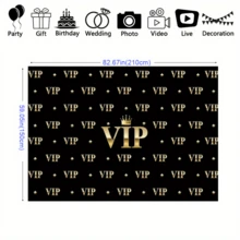 1p Black Simple Background Party Decoration VIP Base Pattern Banner Supplies Photo Booth Scene Props Indoor/Outdoor/Garden Home Decoration Paintings No Charging Required, Multi-Purpose - Multicolor - View 7
