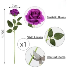 Nejlue Artificial Flowers/Plants1111 Home & Living 10 件紫色人造玫瑰花，丝绸长茎玫瑰花束，适用于家居装饰、房间装饰、花园装饰、墙壁装饰、室内外装饰、卧室装饰、婚礼装饰、餐桌装饰、圣诞装饰、派对装饰、生日装饰、秋季装饰