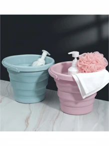 1 faltbarer Eimer mit Griff - Zusammenklappbare Plastikwanne, strapazierfähiger Eimer für Autowäsche, Camping, Angeln und Reinigung - leicht und einfach zu verstauen und zu transportieren, großer Kapazität Camping Wasserbehälter