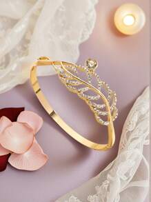 Fashion Feather Rhinestone Charming Girl Bracelet Bangle Gift Party