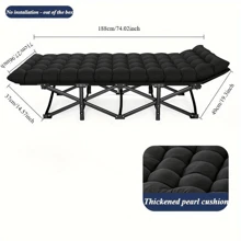 1PC, Foldable Portable Recliner; Comfortable Design For Home, Office, And Camping Use; High Comfort Thick Cushion, Black