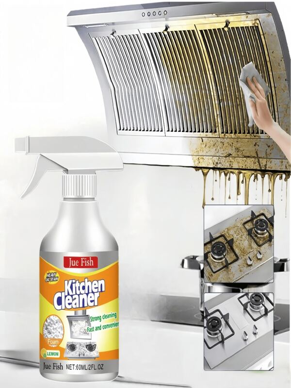 Jue-Fish Set de 3 aerosoles desengrasantes desechables para estufas y campanas extractoras, limpiador desodororizante industrial para cocina, elimina la grasa, manchas de aceite y utensilios ennegrecidos, apto para el hogar y restaurantes (modelo aleatorio antiguo/nuevo)