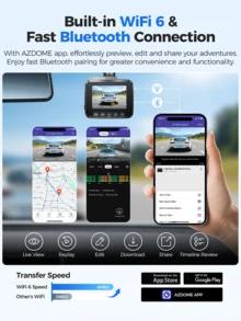 AZDOME WiFi 4K Dash Cam, UHD 2160P 2.4" IPS Screen Driving Recorder, 170° Wide Angle Dashboard Camera Built-In GPS WDR Night Vision 24H Parking Mode, Loop Recording Easy To Install