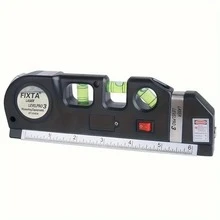 Nivel láser de precisión con doble regla, kit de herramienta de nivelación horizontal, herramienta de línea láser versátil, fabricada de poliéster, alimentada por pilas de botón AG13/LR44 (no recargables), para marcado preciso en el sitio, adecuado para construcción, carpintería, bricolaje en el hogar, instalación mecánica y eléctrica, agrimensura y medición - Multicolor - Ver 7