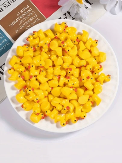100/20 piezas Modelo en miniatura de patito amarillo para decoración del hogar, apropiado para regalos de cumpleaños, decoraciones de fiestas y festividades, pequeños ornamentos de jardín y bonsái