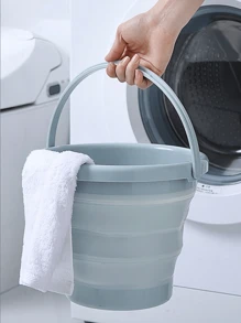 1 faltbarer Eimer mit Griff - Zusammenklappbare Plastikwanne, strapazierfähiger Eimer für Autowäsche, Camping, Angeln und Reinigung - leicht und einfach zu verstauen und zu transportieren, großer Kapazität Camping Wasserbehälter