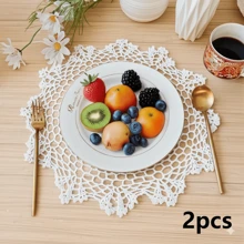 Jogos americanos de crochê feitos à mão, Porta-copos de renda boêmios redondos, Jogos de mesa de renda de 10/14 polegadas, Toalhas de mesa de renda floral vintage, Fácil de lavar para decoração de casamento, Pratos, Acessórios para casa DIY, Melhor presente, Apanhador de sonhos, Opção bege/branco