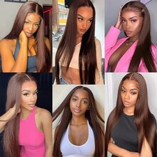 BINF #4 Straight Human Hair Extensions Colored Chocolate Brown Cheap Human Hair Bundle For Women 1 / 3 / 4 Bundles Double Weft 10-30" - màu 4 - Xem 9