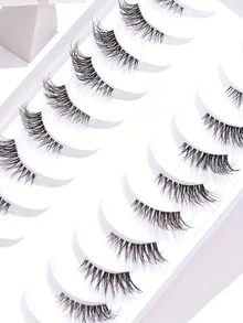 10对透明茎细长卷曲假睫毛，长度5-11毫米，适合日常、约会、节日、派对、婚礼、女神妆容 - 眼尾拉長款 - 查看 4