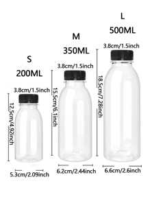 1/3/6 pièces Bouteilles en plastique réutilisables avec couvercles - Bouteilles de smoothie en plastique - Contenants de boissons vides en vrac avec bouchons pour boissons chaudes et froides, jus, boissons, eau, lait, smoothie et autres boissons, gingembre (200 ml/350 ml/500 ml)