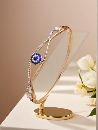 Nouveau style à la mode jeune fille charmante bracelet jonc strass œil de sagesse brillant, cadeau pour fête