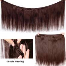 BINF #4 Straight Human Hair Extensions Colored Chocolate Brown Cheap Human Hair Bundle For Women 1 / 3 / 4 Bundles Double Weft 10-30" - màu 4 - Xem 7
