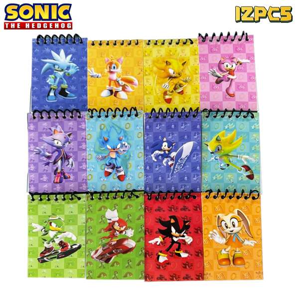 Sega 12 Stücke offiziell lizenzierte SEGA Cyberpunk-Stil Sonic IP Co-Branded Spiralhefte mit Schreibpapier, doppelter Spirale, reißfestes Design, 180° flache Ausbreitung, Funktion für Klassennotizen, spielthematisches Handbuch, Comic-Con-Sammlerstück, brennende blutige Erinnerungen, Fan-Glauben, tragbare Größe, Comic-Steuerung, Karnevals-Must-Have, kreatives Geschenk zur Abschlussfeier am 1. Juni