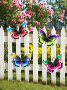 1pc/4pcs Colorful Metal Butterfly Decor, Versatile Seasonal Garden/Yard/Fence Hanging Ornament, Floral Themed Holiday Decoration, Mother's Day Gift, Great For Butterfly Enthusiasts