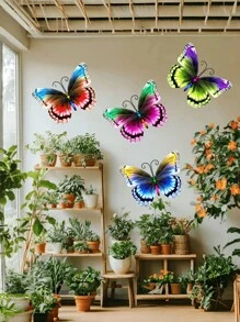 1pc/4pcs Colorful Metal Butterfly Decor, Versatile Seasonal Garden/Yard/Fence Hanging Ornament, Floral Themed Holiday Decoration, Mother's Day Gift, Great For Butterfly Enthusiasts