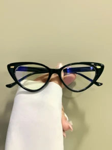 猫眼眼镜，透明镜片金属铰链眼镜，时尚简约男女款 - 彩色 - 查看 8