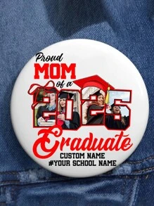1 personalisierter Fotobadge mit rundem Design, individualisierter Button Badge, individualisierter Text/Logo/Foto Button Badge, individualisierte Brosche, personalisierter Button Rucksack Accessoire, individualisierter Tasche Accessoire Badge Brosche, Geschenkidee für Jahrestag, Ihn/Sie, Valentinstag, Muttertag, Vatertag, Geburtstag, Abschlussfeier oder Paar